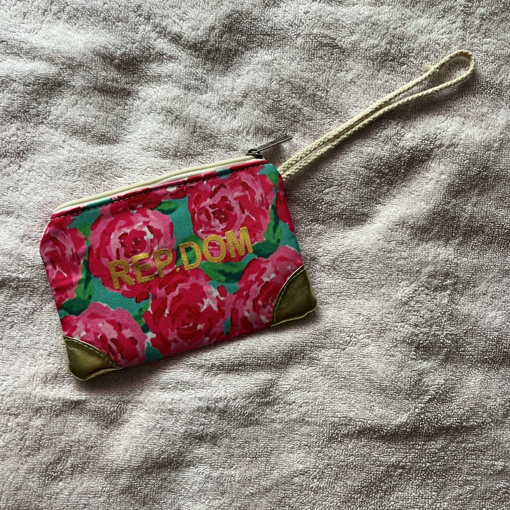 Floral Pink Wristlet Pouch
